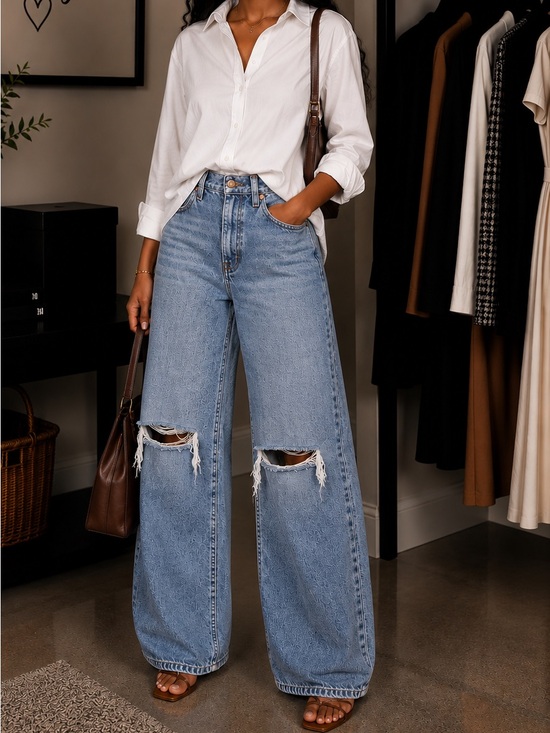 Madewell Denim - Madewell super wide leg jeans Indigo Denim Trousers 27